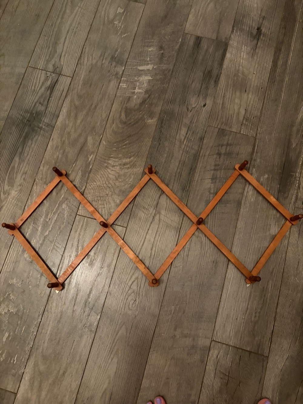 Vintage 10 Peg Accordion Wooden Wall Rack Coat Rack